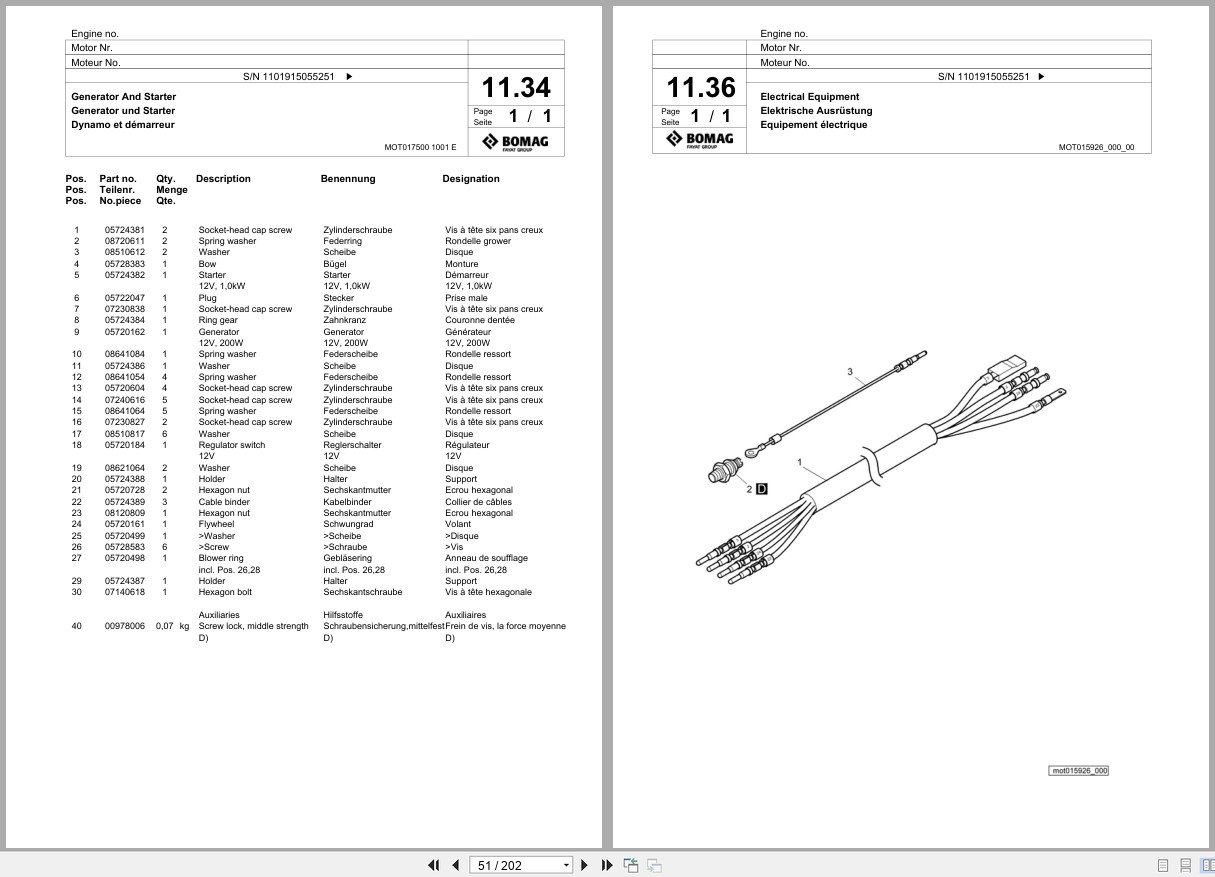 Bomag Vibratory Plate Compactor BPR 50 55 D Spare Parts Catalog 02.2015 06.2016 EN DE FR (2)