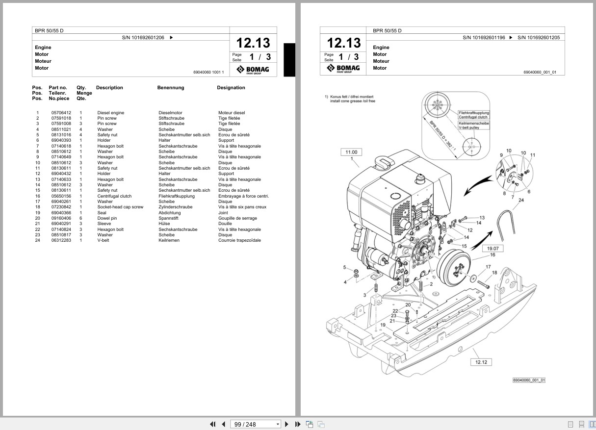 Bomag Vibratory Plate Compactor BPR 50 55 D Spare Parts Catalog 04.2013 12.2014 EN DE FR (2)