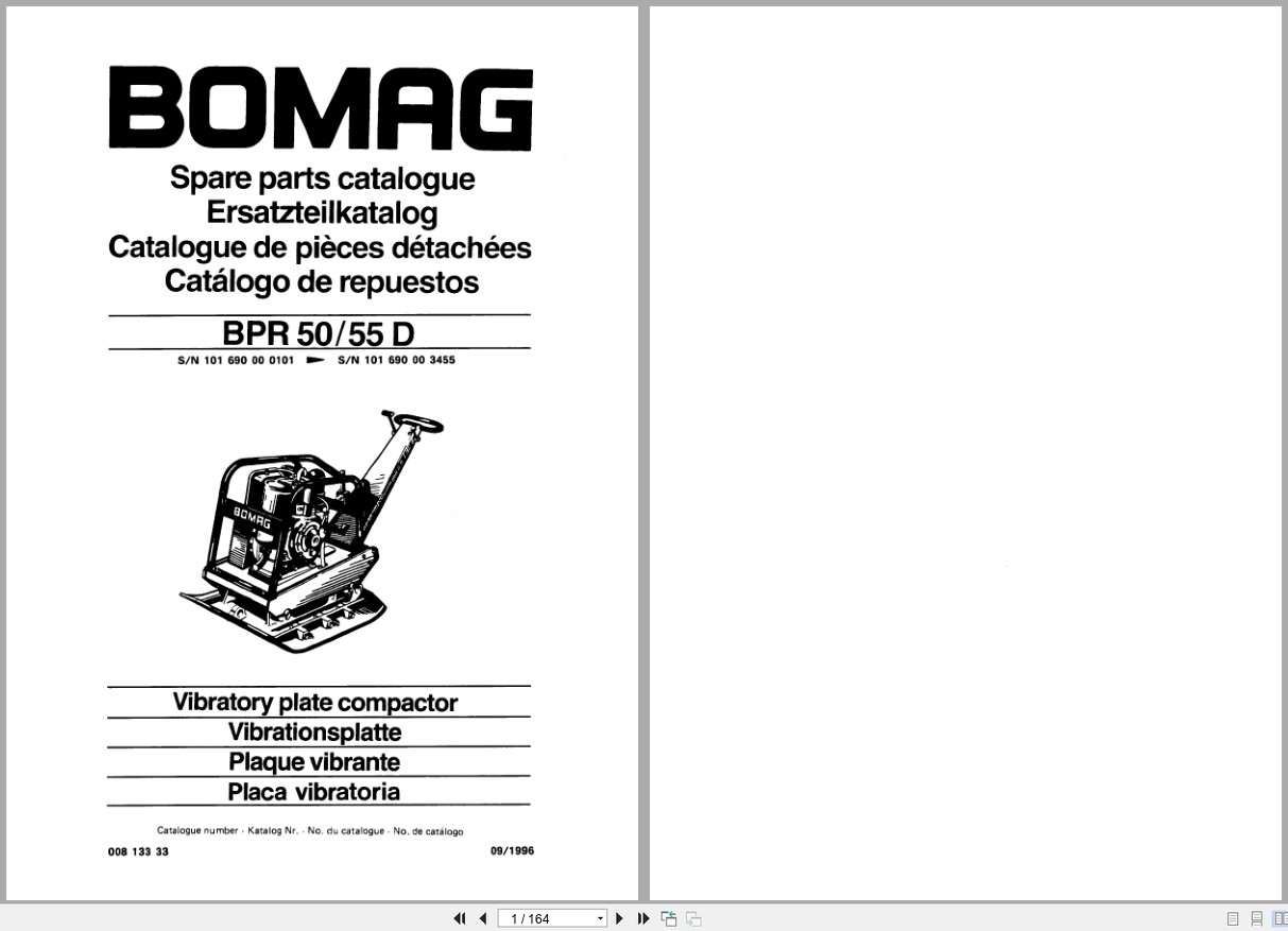 Bomag Vibratory Plate Compactor BPR 50 55 D Spare Parts Catalog 1996 EN DE FR (1)