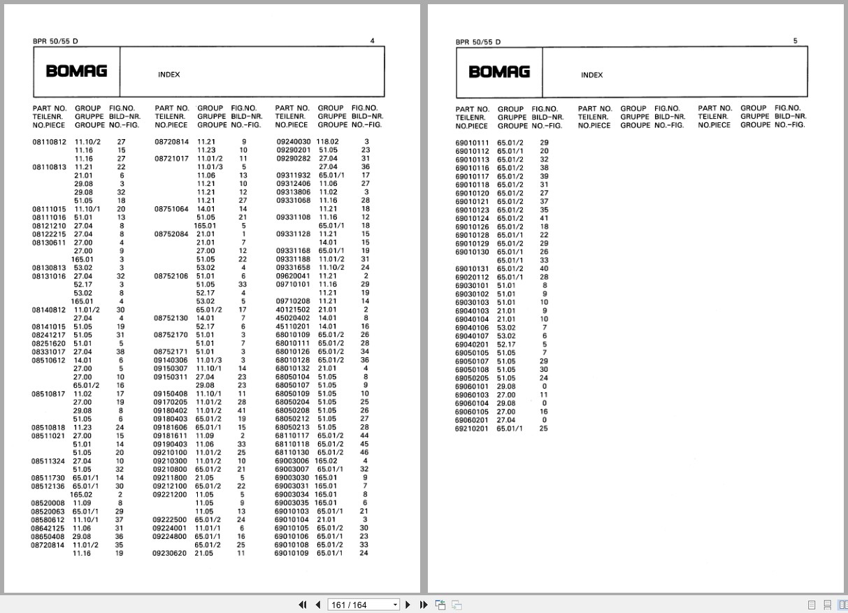 Bomag Vibratory Plate Compactor BPR 50 55 D Spare Parts Catalog 1996 EN DE FR (2)