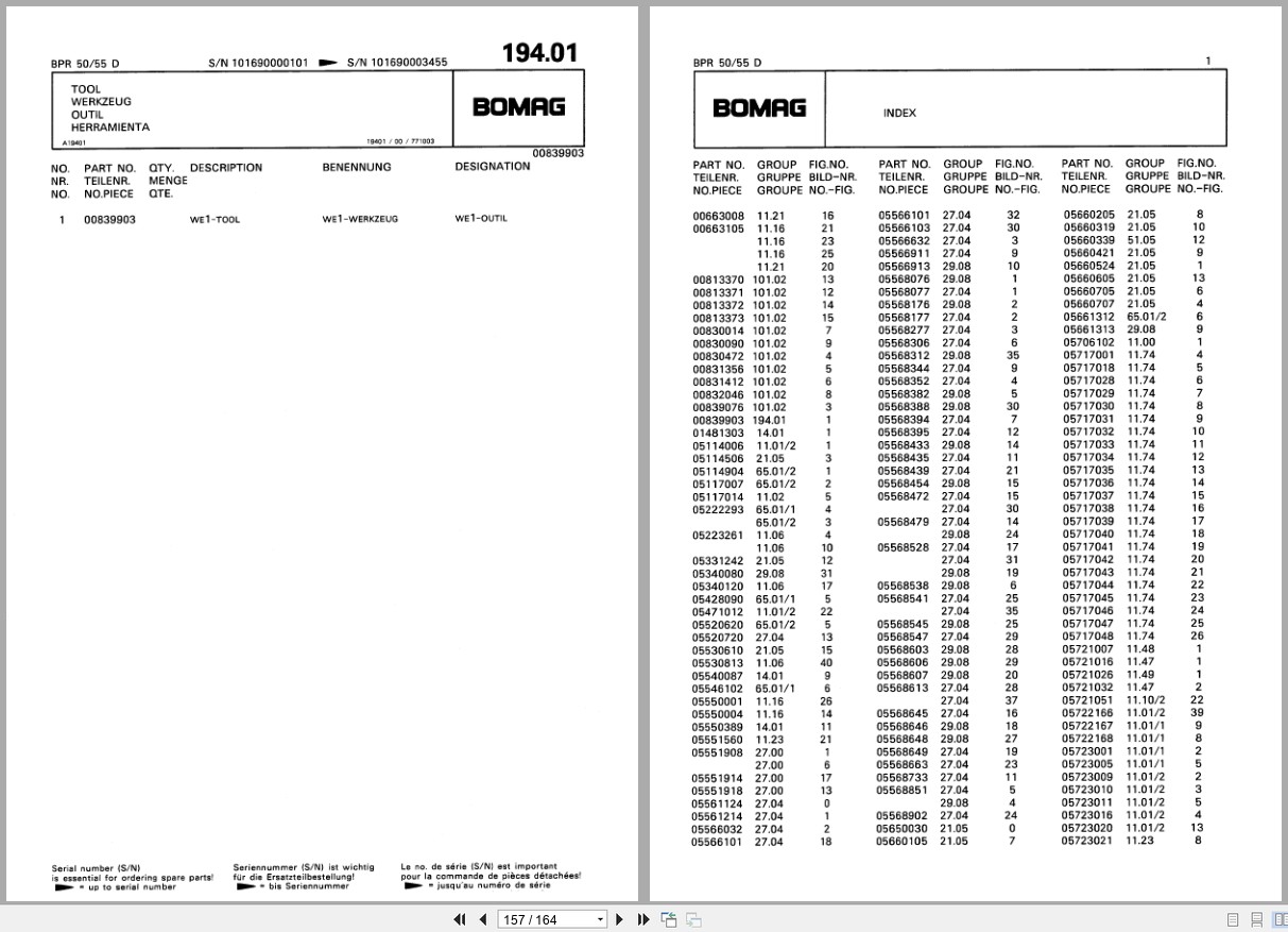 Bomag Vibratory Plate Compactor BPR 50 55 D Spare Parts Catalog 1996 EN DE FR (3)