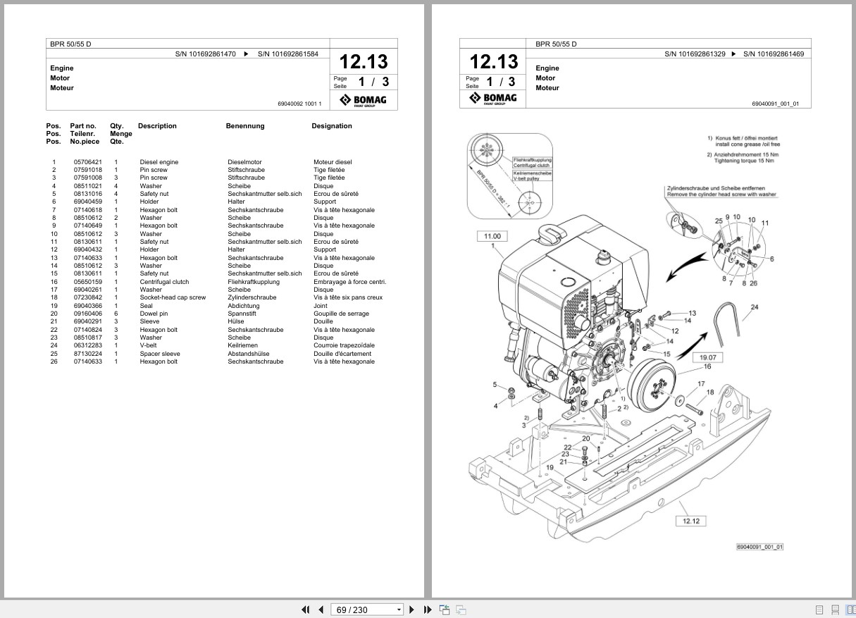 Bomag Vibratory Plate Compactor BPR 50 55 D Spare Parts Catalog 2016 2018 EN DE FR (2)