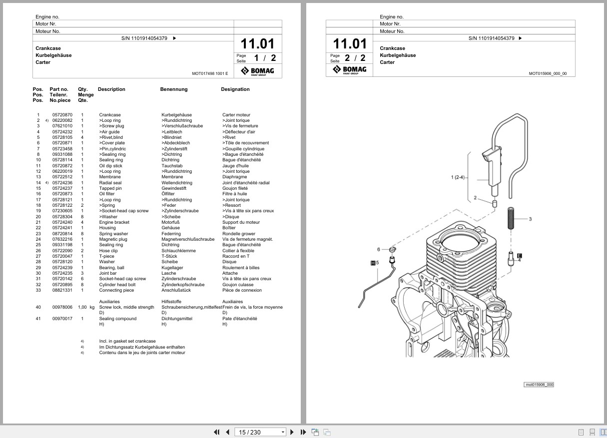 Bomag Vibratory Plate Compactor BPR 50 55 D Spare Parts Catalog 2016 2018 EN DE FR (3)