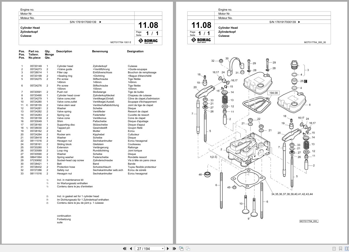 Bomag Vibratory Plate Compactor BPR 50 55 D Spare Parts Catalog 2017 2020 EN DE FR (3)