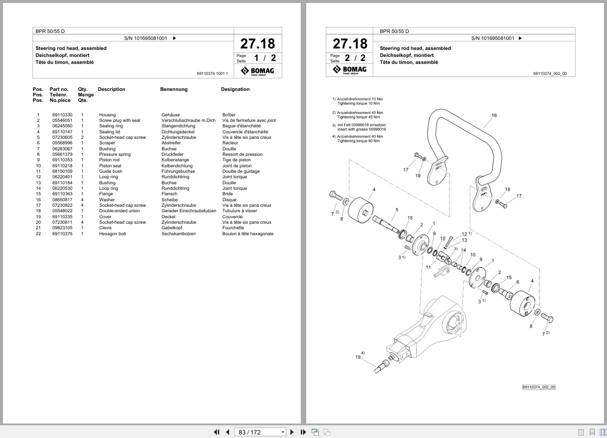 Bomag Vibratory Plate Compactor BPR 50 55 D Spare Parts Catalog 2018 2019 EN DE FR (2)