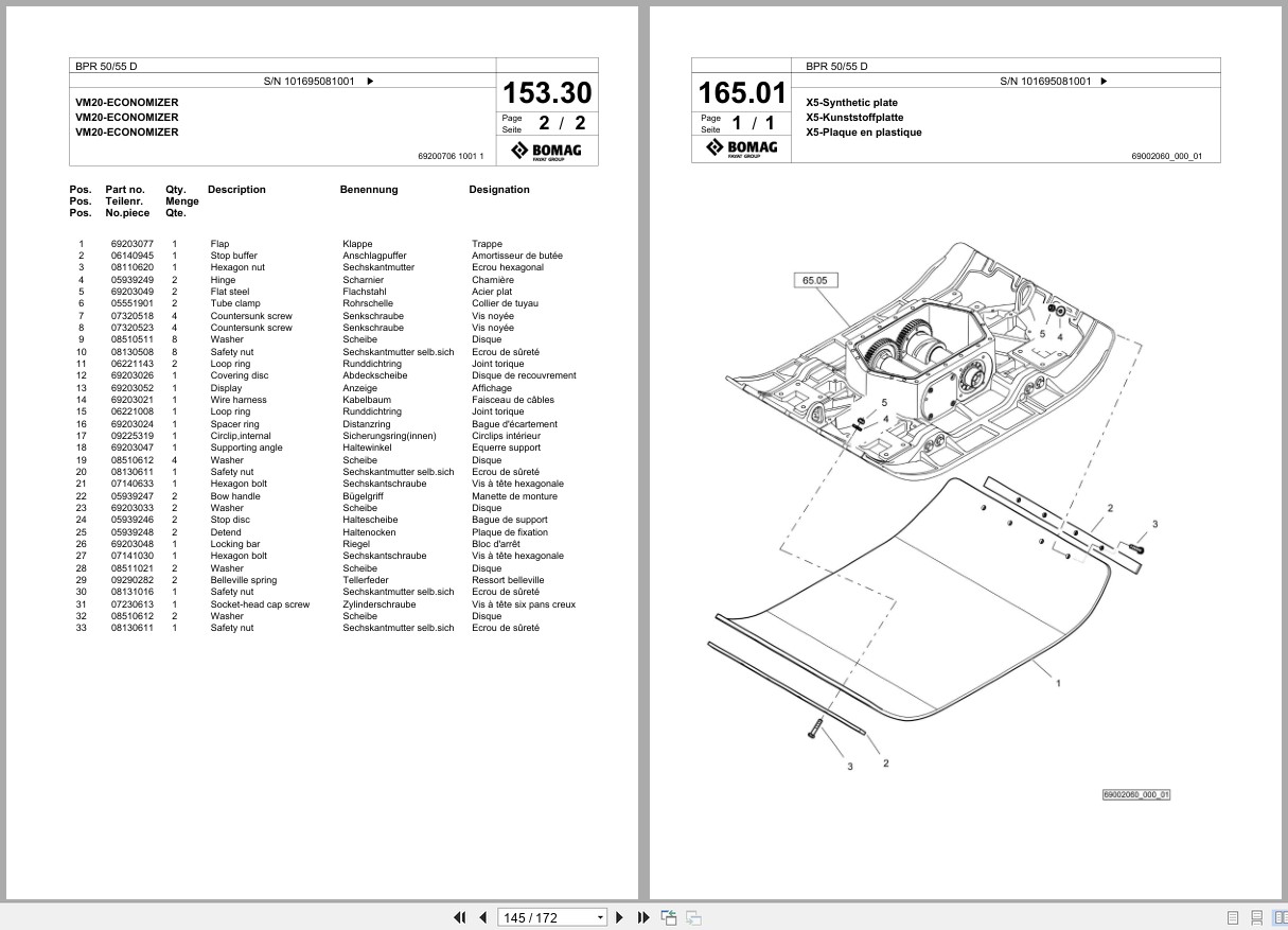 Bomag Vibratory Plate Compactor BPR 50 55 D Spare Parts Catalog 2018 2019 EN DE FR (3)