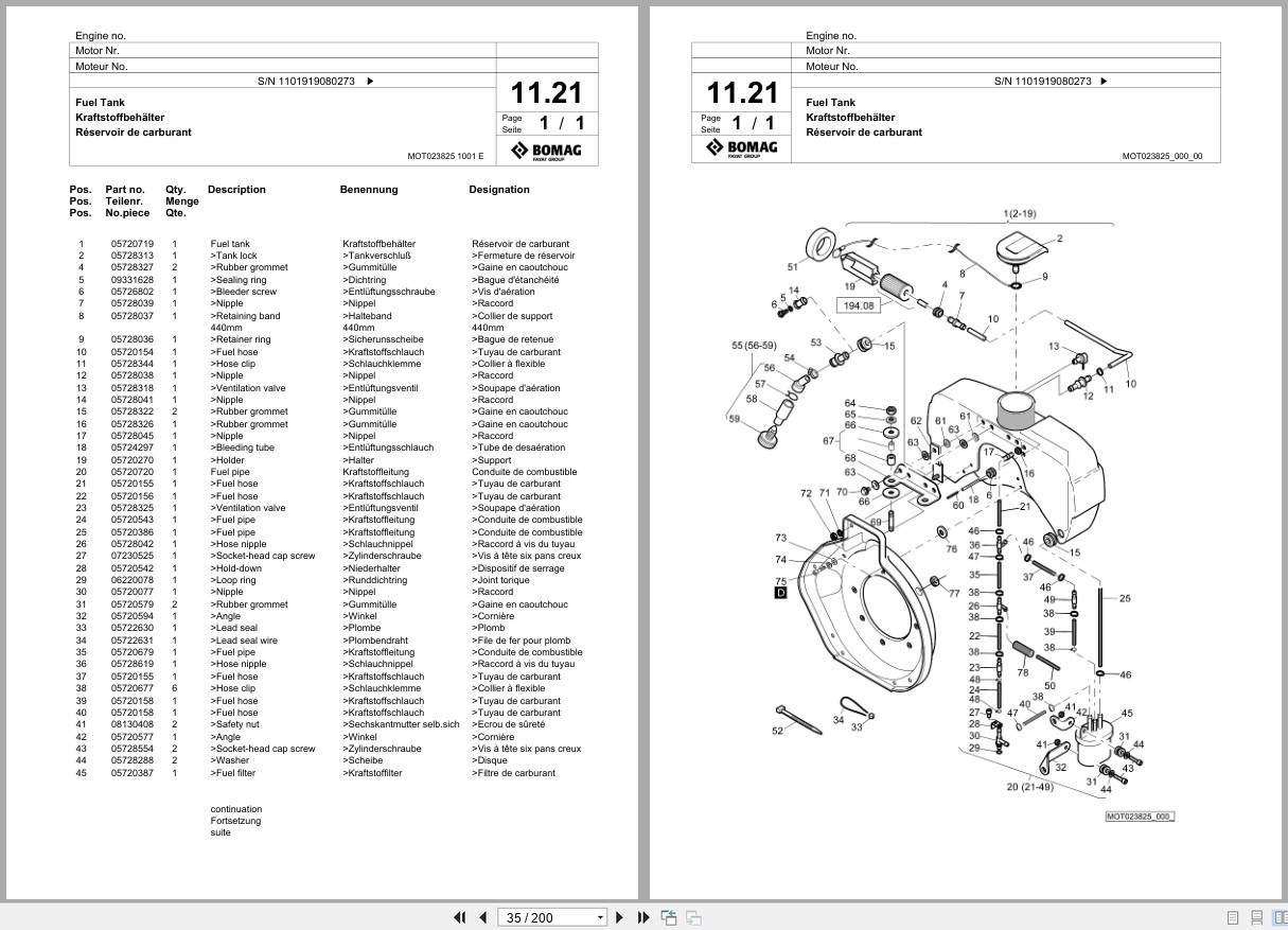 Bomag Vibratory Plate Compactor BPR 50 55 D Spare Parts Catalog 2019 2021 EN DE FR (3)