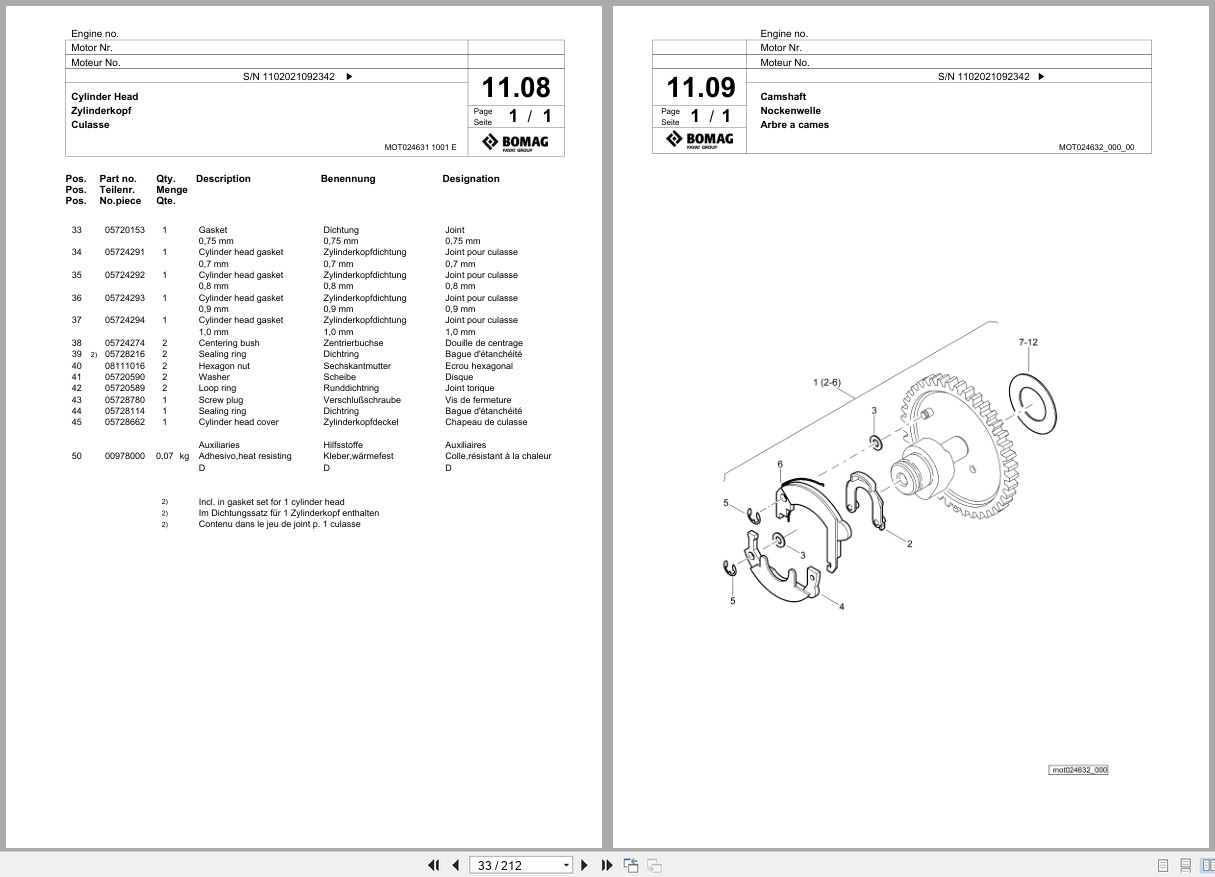 Bomag Vibratory Plate Compactor BPR 50 55 D Spare Parts Catalog 2021 2023 EN DE FR (3)