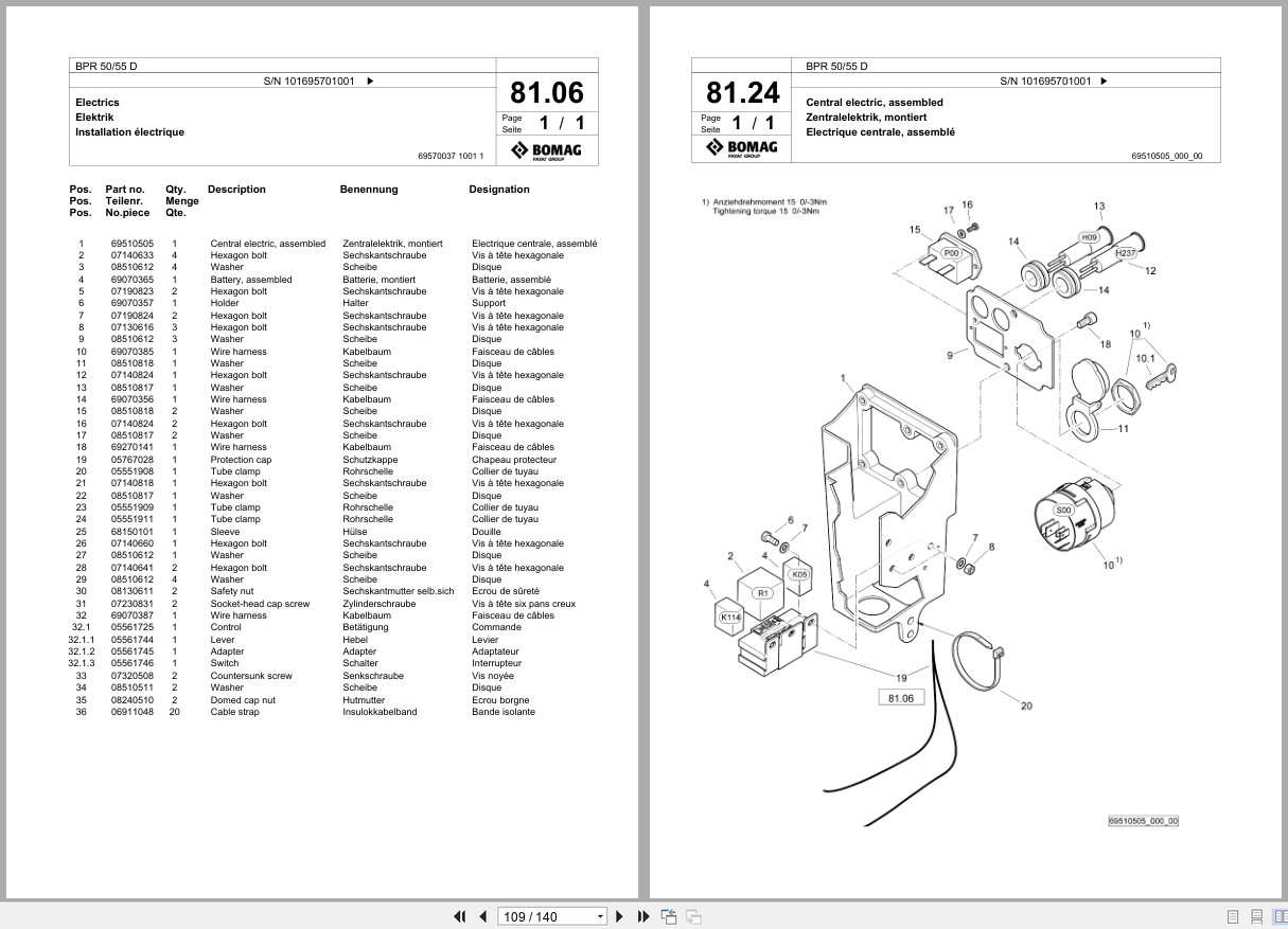 Bomag Vibratory Plate Compactor BPR 50 55 D Spare Parts Catalog 2023 EN DE FR (3)