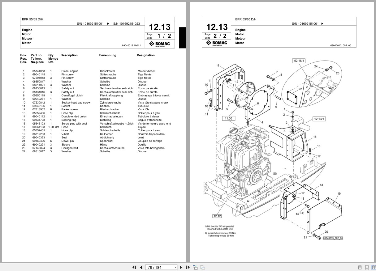 Bomag Vibratory Plate Compactor BPR 55 65 D H Spare Parts Catalog 2007 2009 EN DE FR (2)