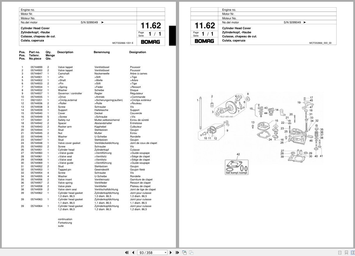 Bomag Vibratory Plate Compactor BPR 55 65 D Spare Parts Catalog 05.2004 07.2005 EN DE FR (2)