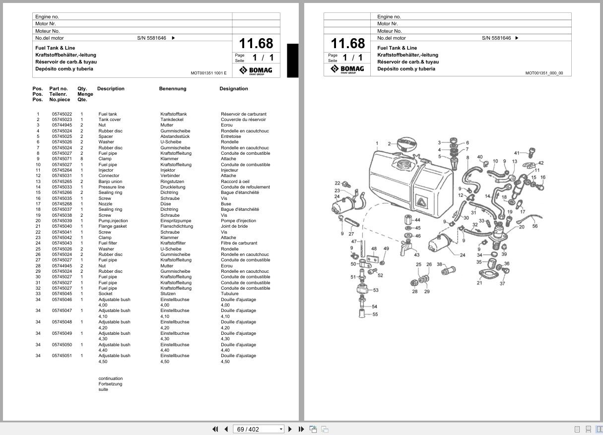 Bomag Vibratory Plate Compactor BPR 55 65 D Spare Parts Catalog 06.2005 10.2007 EN DE FR (2)