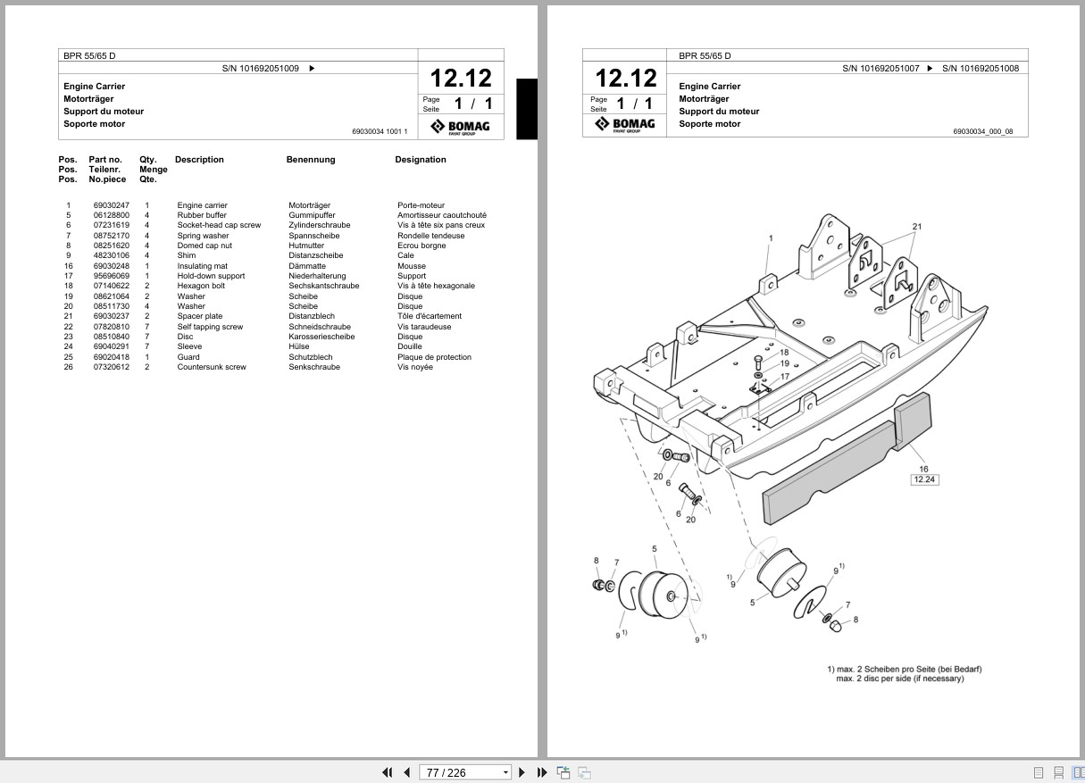 Bomag Vibratory Plate Compactor BPR 55 65 D Spare Parts Catalog 2006 2007 EN DE FR (2)