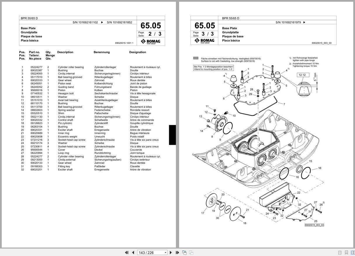 Bomag Vibratory Plate Compactor BPR 55 65 D Spare Parts Catalog 2007 2010 EN DE FR (2)