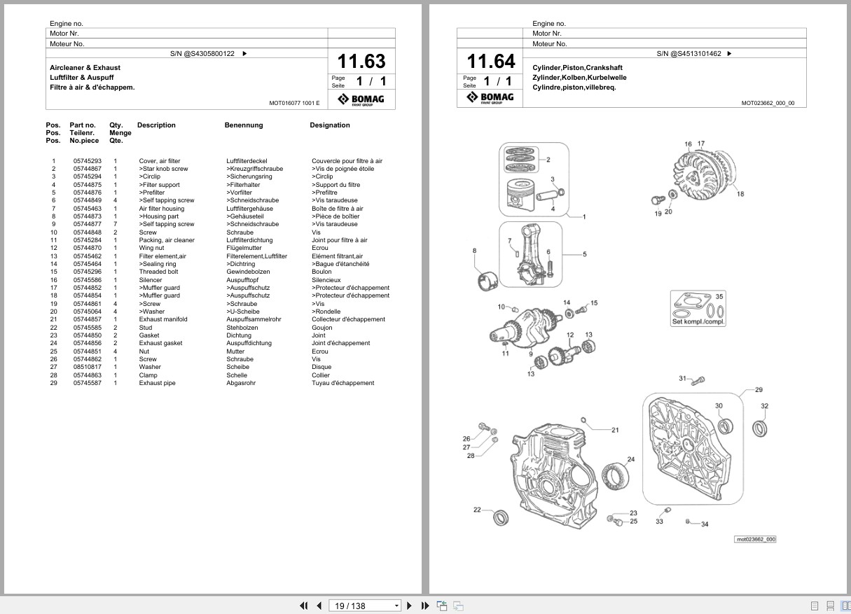 Bomag Vibratory Plate Compactor BPR 55 65 D Spare Parts Catalog 2013 2016 EN DE FR (3)
