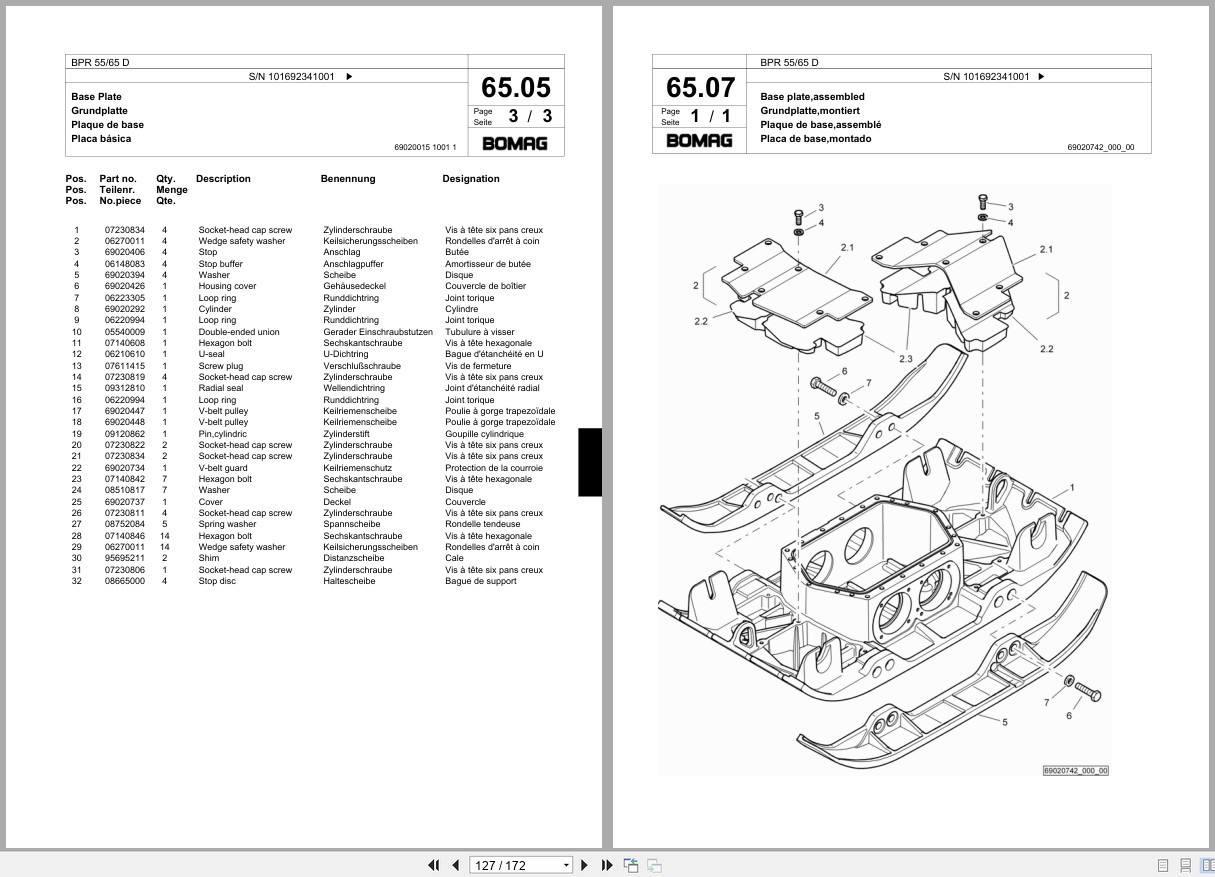 Bomag Vibratory Plate Compactor BPR 55 65 D Spare Parts Catalog 2013 EN DE FR (3)