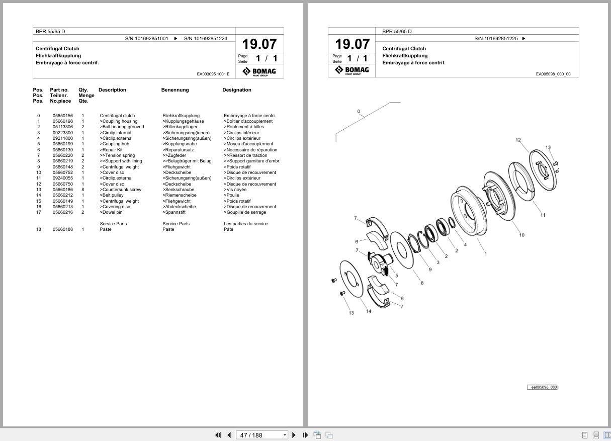 Bomag Vibratory Plate Compactor BPR 55 65 D Spare Parts Catalog 2016 2018 EN DE FR (3)