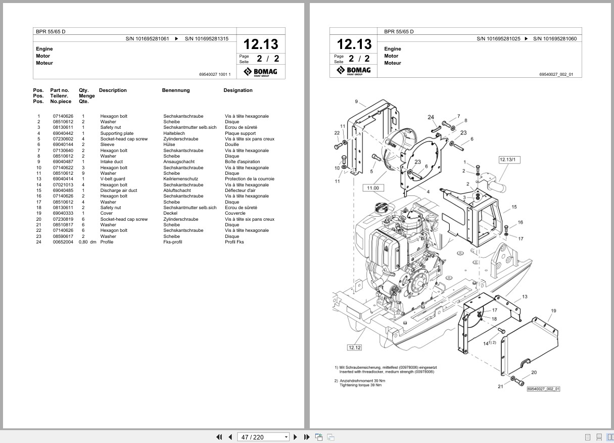 Bomag Vibratory Plate Compactor BPR 55 65 D Spare Parts Catalog 2019 2022 EN DE FR (2)