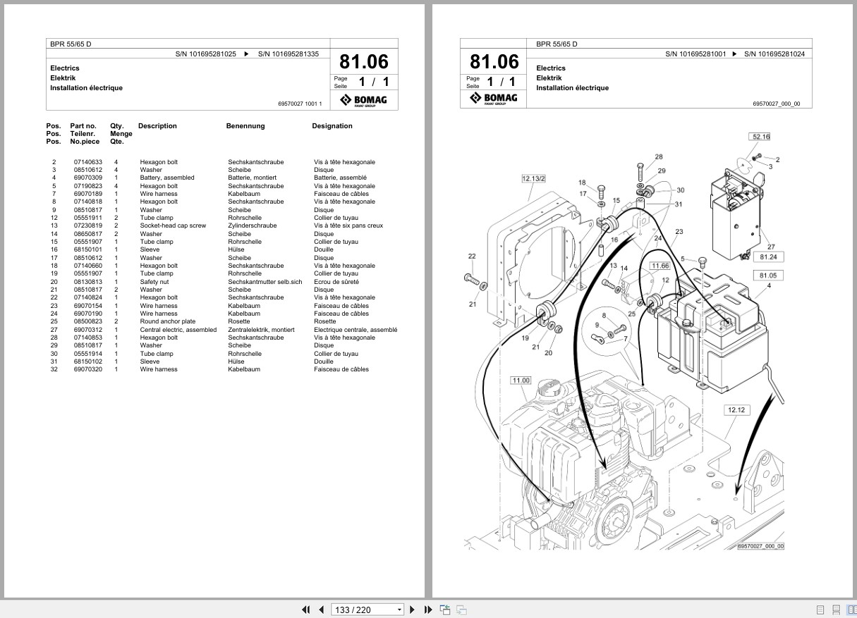 Bomag Vibratory Plate Compactor BPR 55 65 D Spare Parts Catalog 2019 2022 EN DE FR (3)