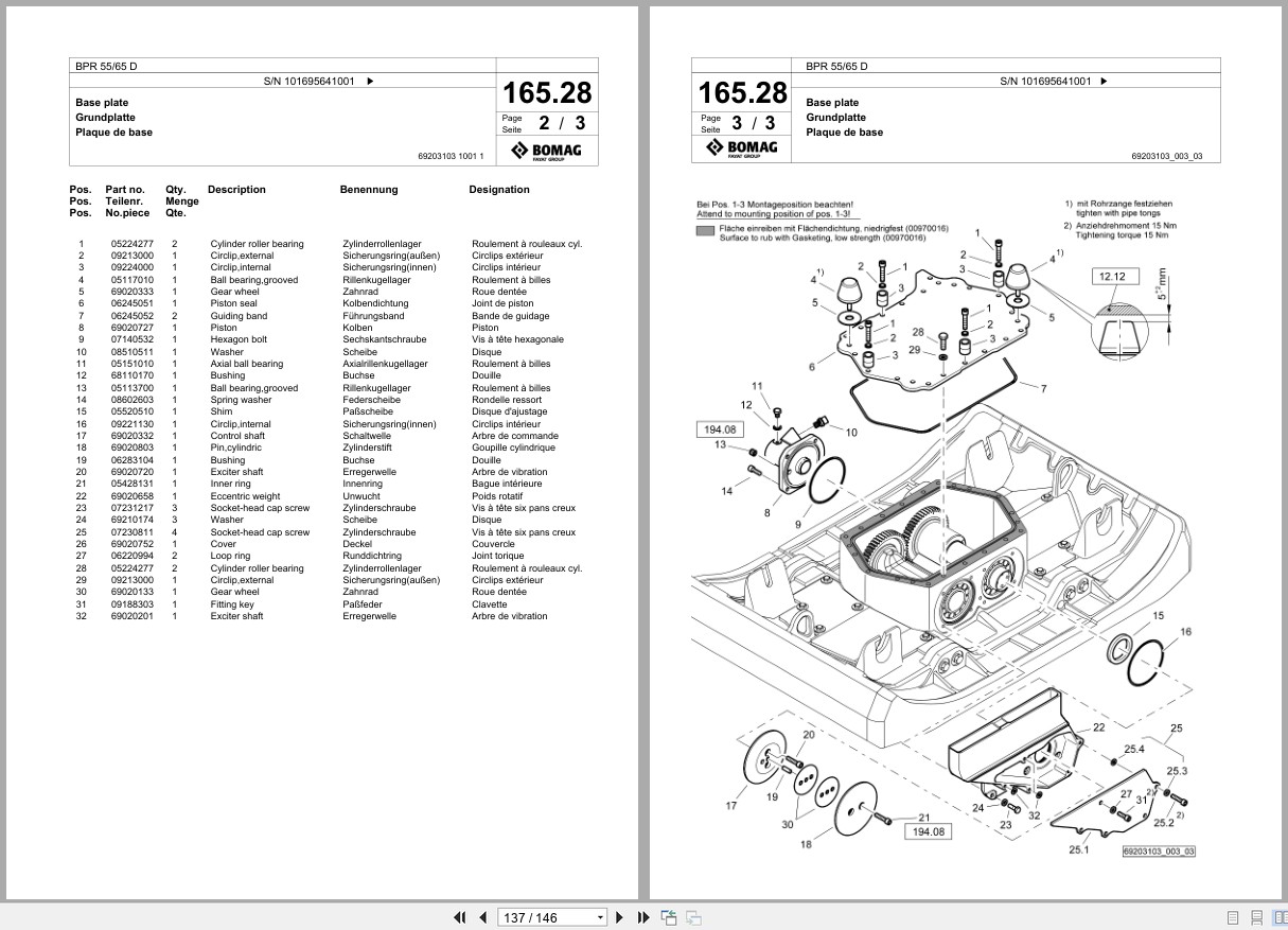 Bomag Vibratory Plate Compactor BPR 55 65 D Spare Parts Catalog 2022 2025 EN DE FR (2)
