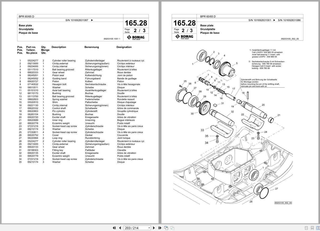 Bomag Vibratory Plate Compactor BPR 60 65 D Spare Parts Catalog 02.2015 06.2016 EN DE FR (3)