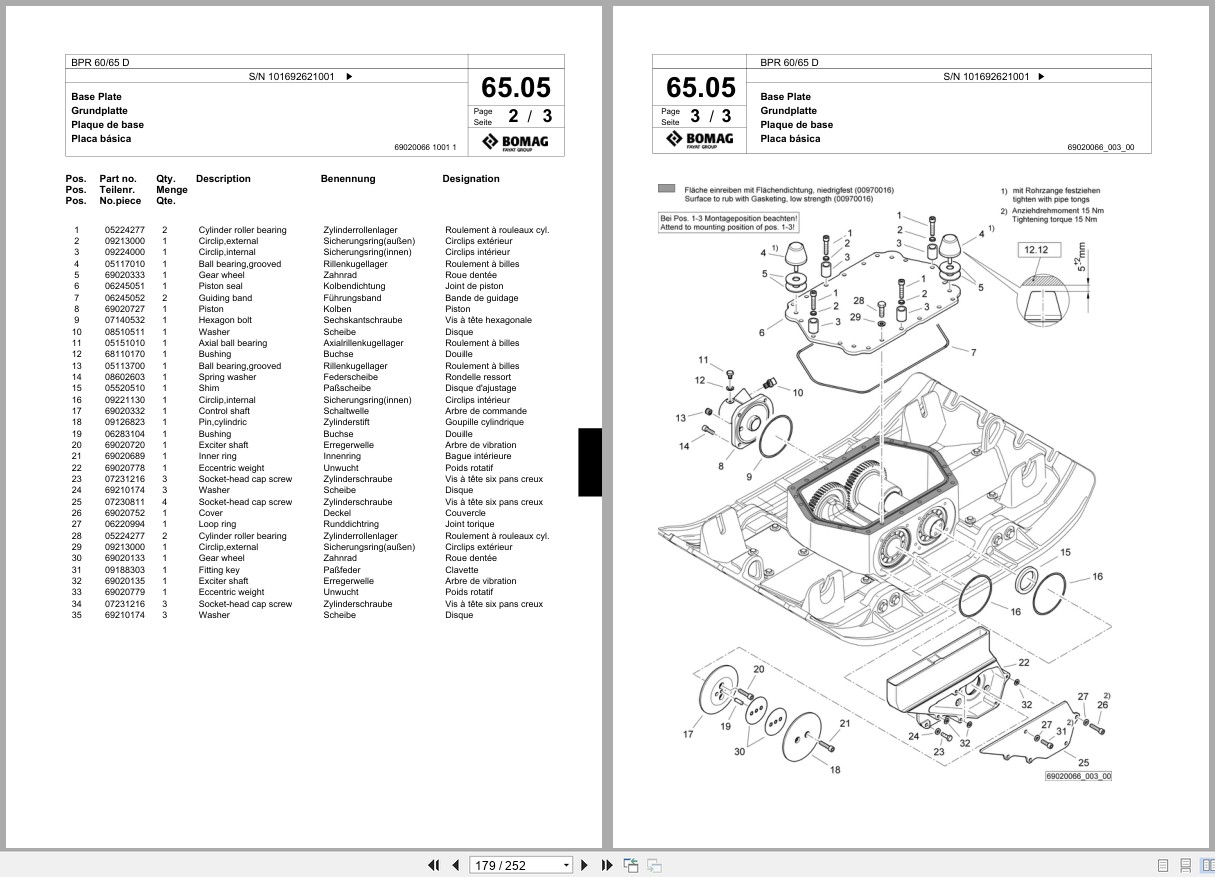 Bomag Vibratory Plate Compactor BPR 60 65 D Spare Parts Catalog 04.2013 12.2014 EN DE FR (2)