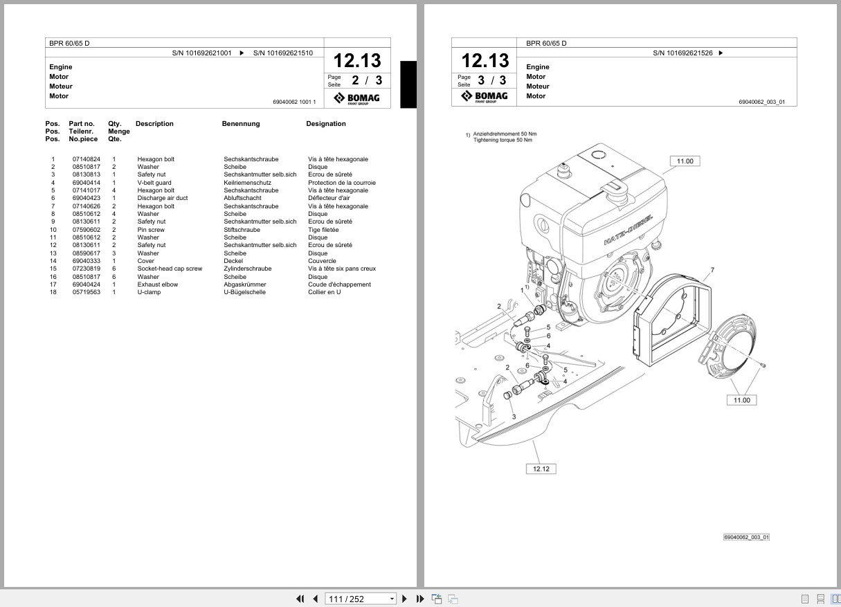 Bomag Vibratory Plate Compactor BPR 60 65 D Spare Parts Catalog 04.2013 12.2014 EN DE FR (3)