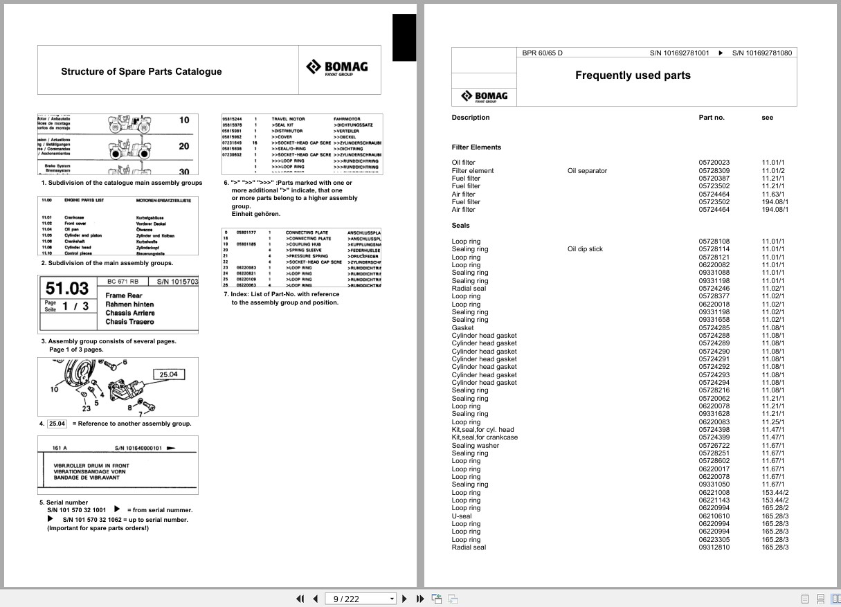 Bomag Vibratory Plate Compactor BPR 60 65 D Spare Parts Catalog 10.2013 05.2014 EN DE FR (2)