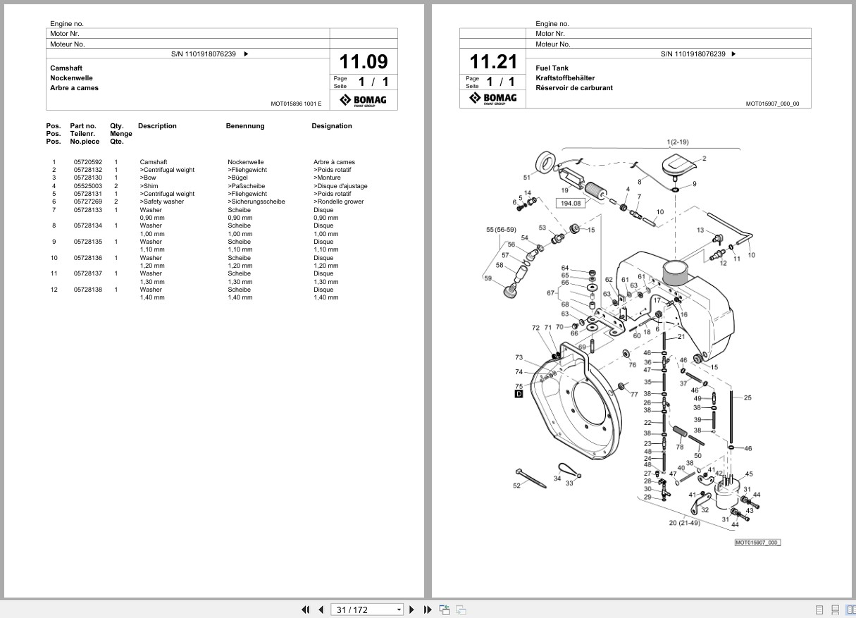 Bomag Vibratory Plate Compactor BPR 60 65 D Spare Parts Catalog 2018 2019 EN DE FR (3)