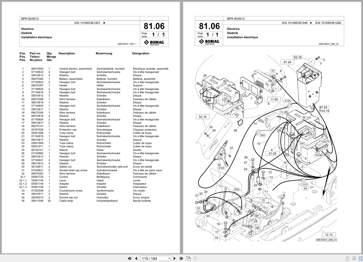 Bomag Vibratory Plate Compactor BPR 60 65 D Spare Parts Catalog 2021 2022 EN DE FR (2)