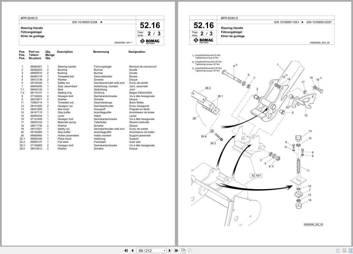 Bomag Vibratory Plate Compactor BPR 60 65 D Spare Parts Catalog 2021 2023 EN DE FR (3)