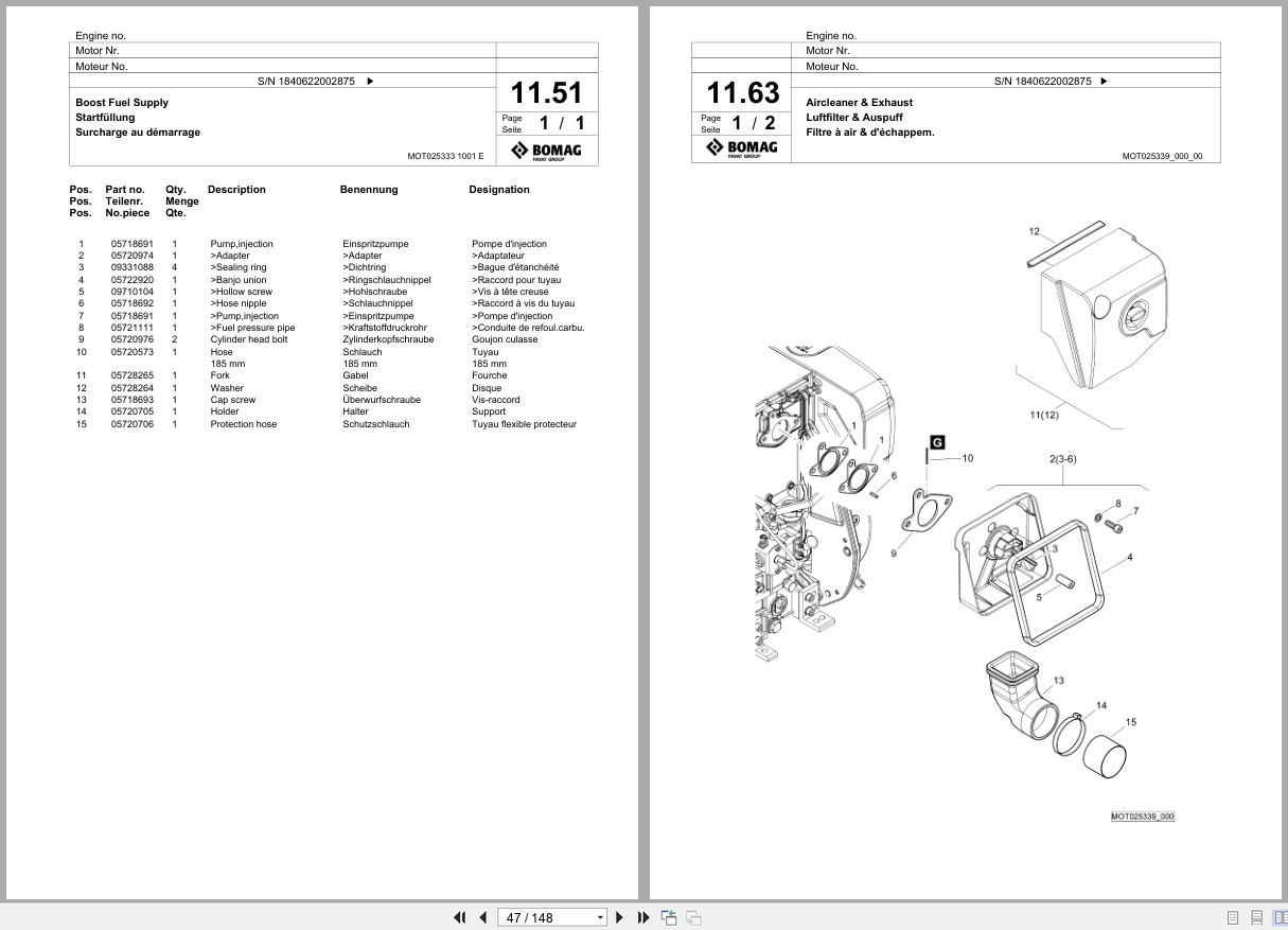 Bomag Vibratory Plate Compactor BPR 60 65 D Spare Parts Catalog 2023 EN DE FR (2)
