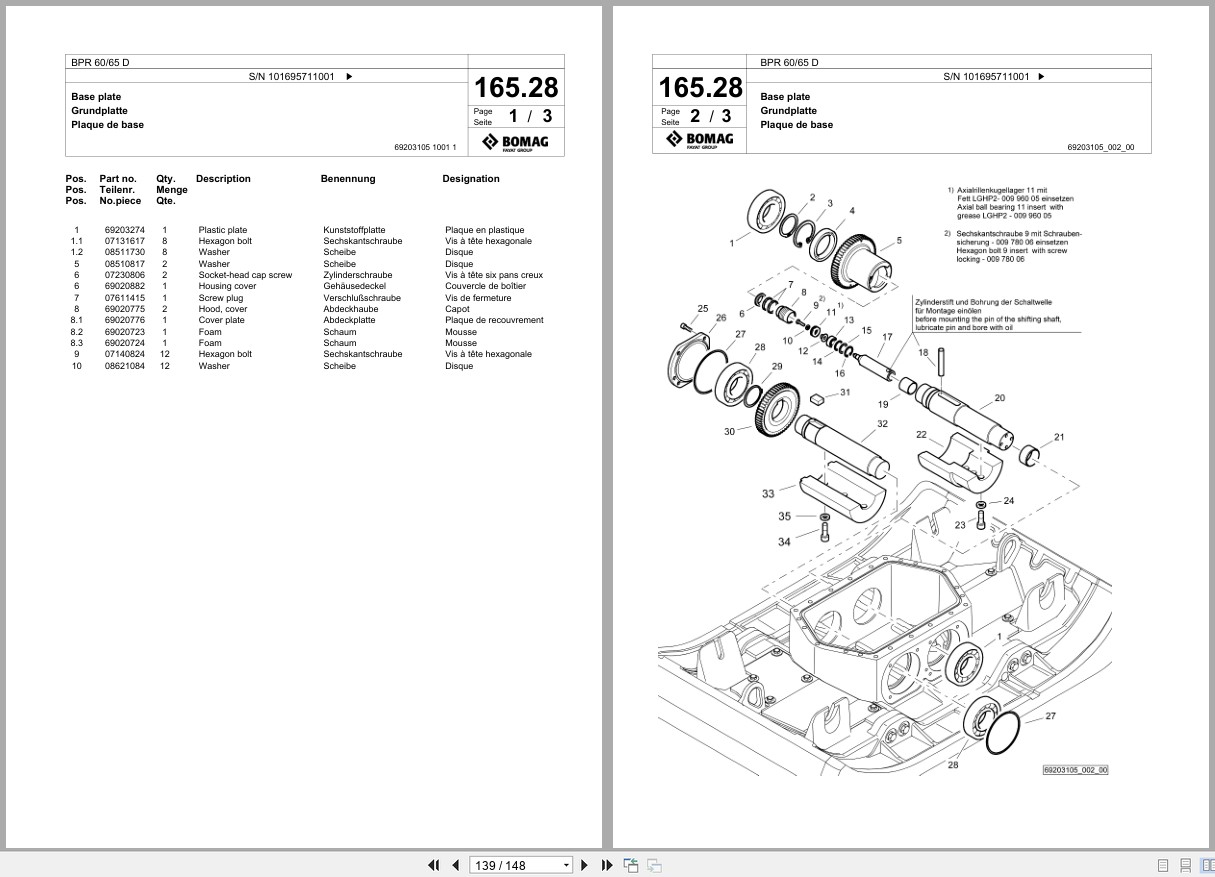 Bomag Vibratory Plate Compactor BPR 60 65 D Spare Parts Catalog 2023 EN DE FR (3)