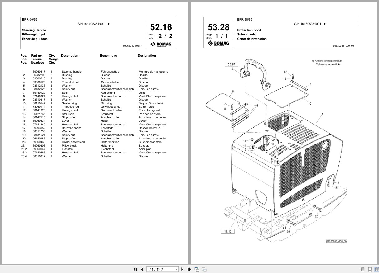 Bomag Vibratory Plate Compactor BPR 60 65 Spare Parts Catalog 2019 EN DE FR (2)