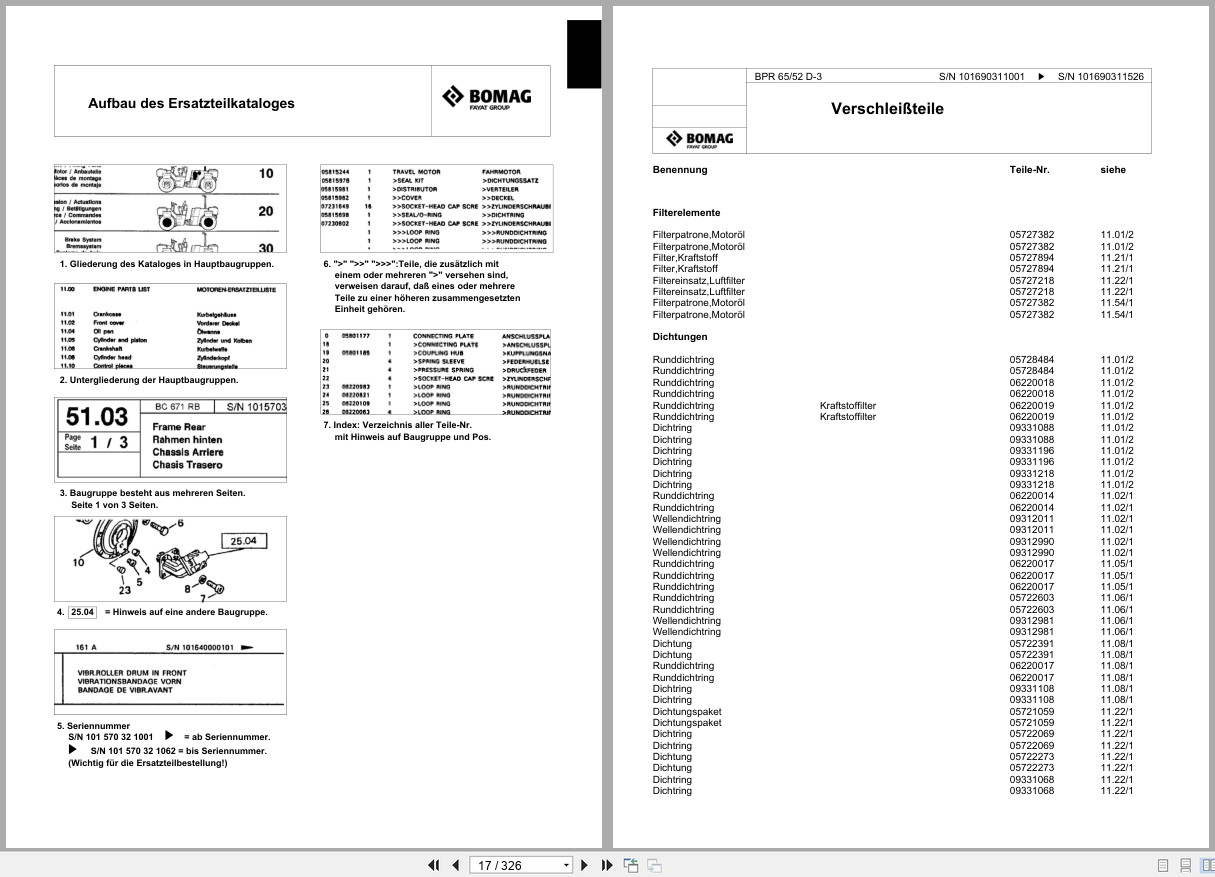 Bomag Vibratory Plate Compactor BPR 65 52 D 3 Spare Parts Catalog 2002 2004 EN DE FR (2)