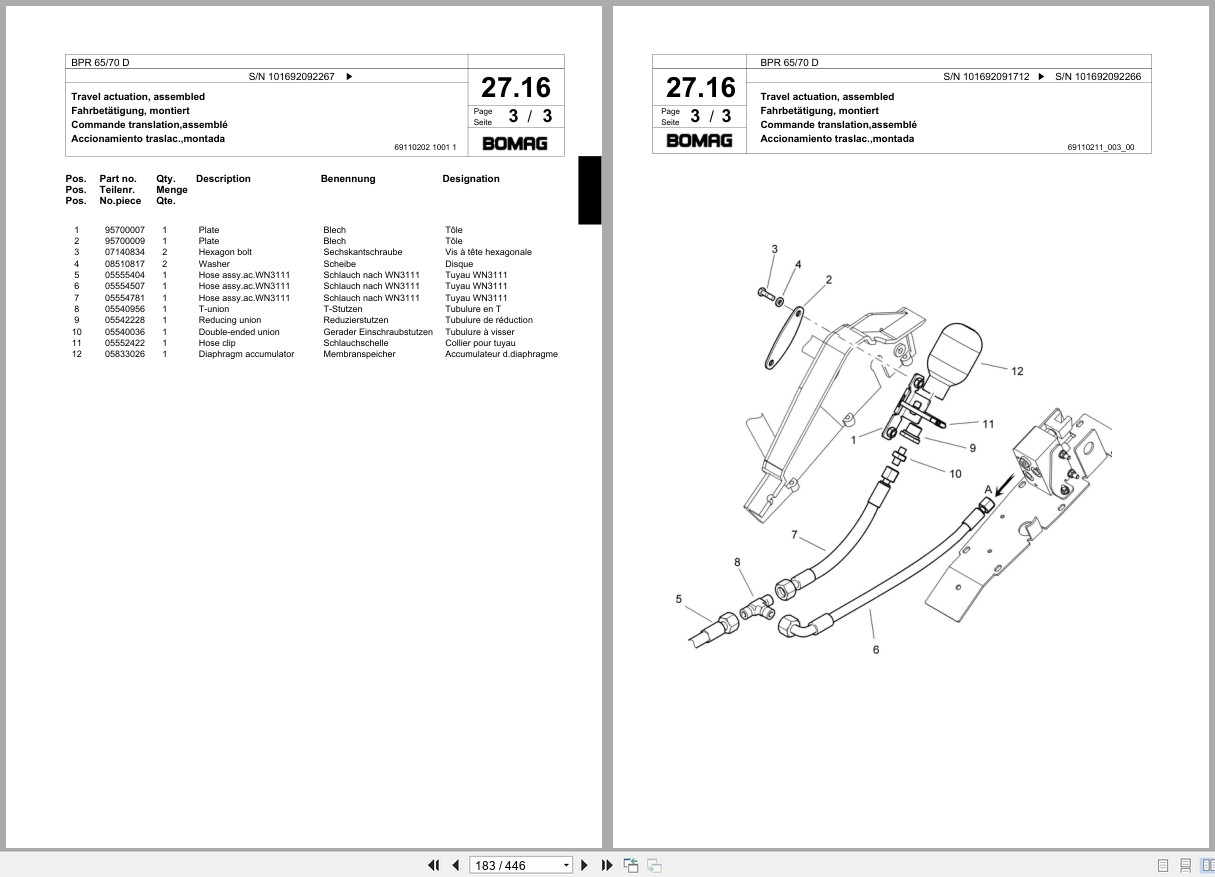 Bomag Vibratory Plate Compactor BPR 65 70 D Spare Parts Catalog 2005 2007 EN DE FR (2)