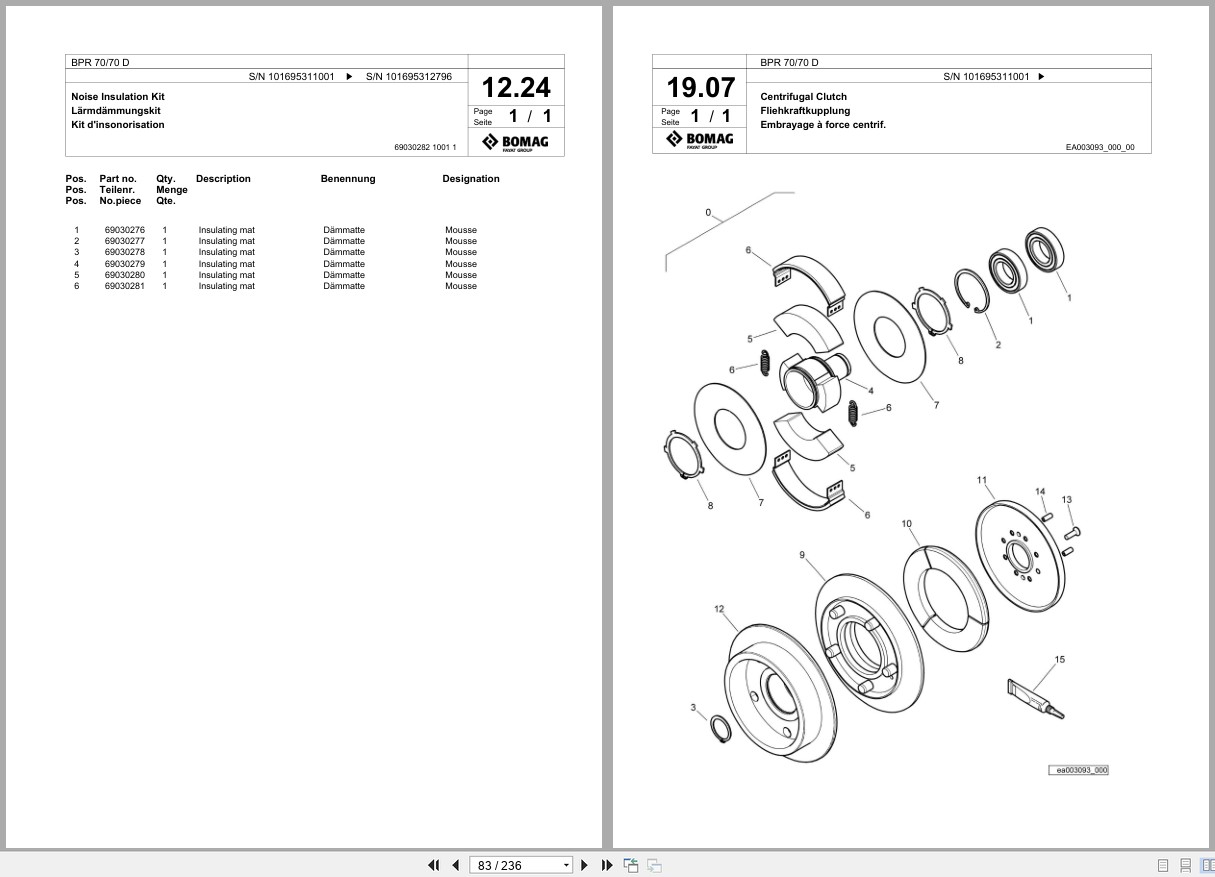 Bomag Vibratory Plate Compactor BPR 70 70 D Spare Parts Catalog 00825797 2019 2022 EN DE FR (2)