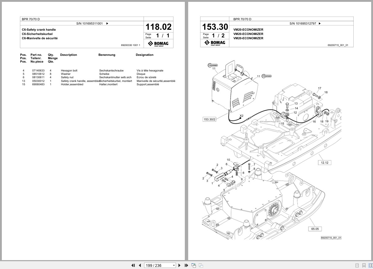 Bomag Vibratory Plate Compactor BPR 70 70 D Spare Parts Catalog 00825797 2019 2022 EN DE FR (3)