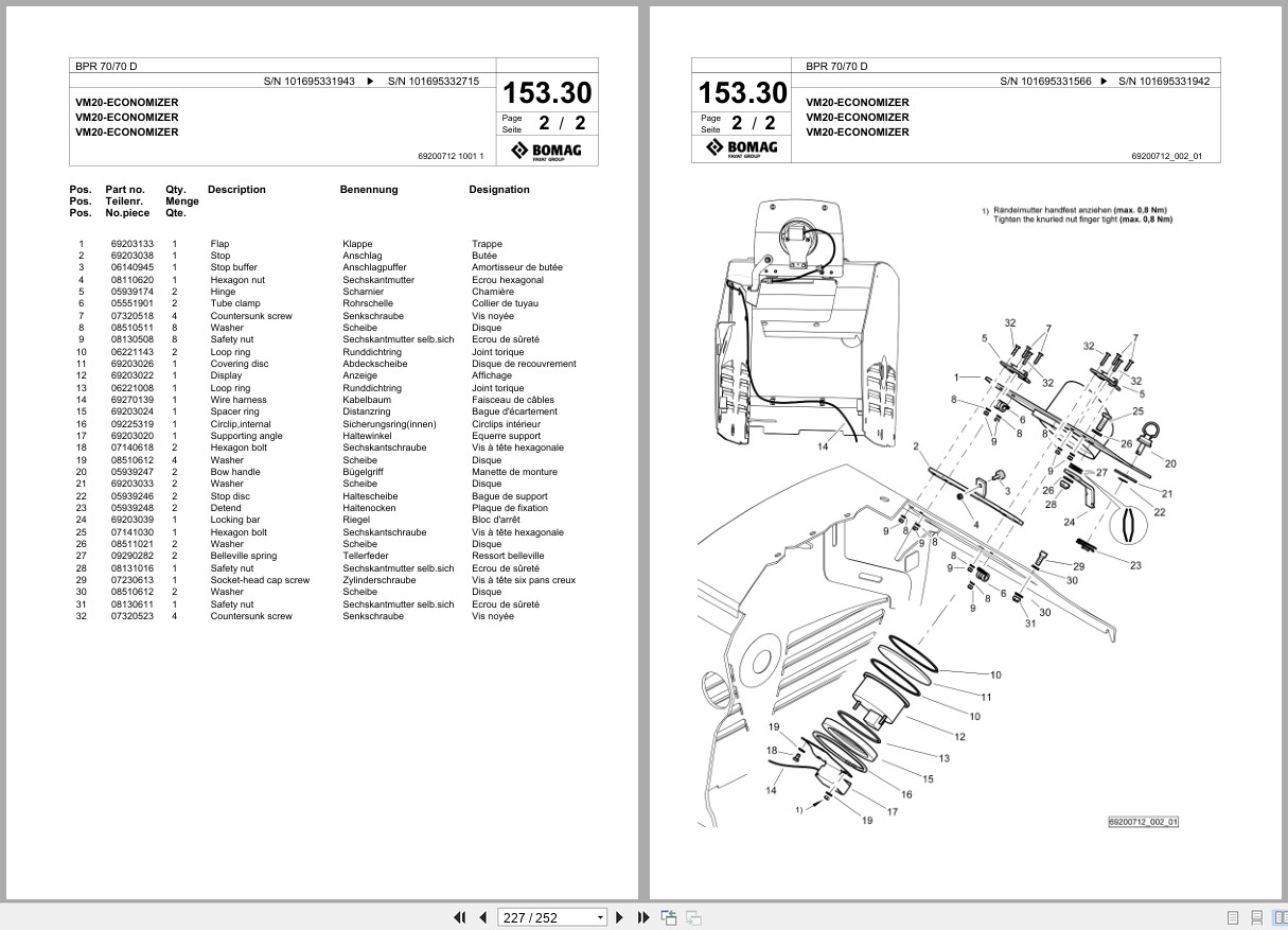 Bomag Vibratory Plate Compactor BPR 70 70 D Spare Parts Catalog 00825799 2019 2022 EN DE FR (3)