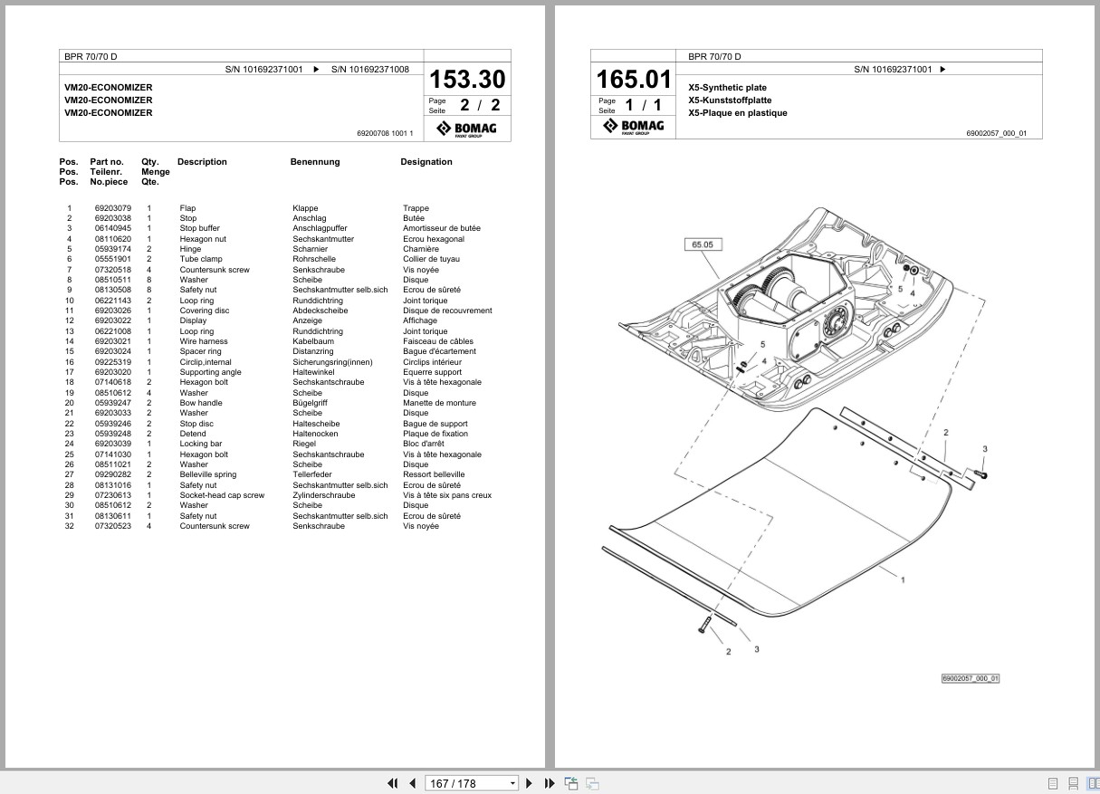 Bomag Vibratory Plate Compactor BPR 70 70 D Spare Parts Catalog 05.2017 07.2018 EN DE FR (2)