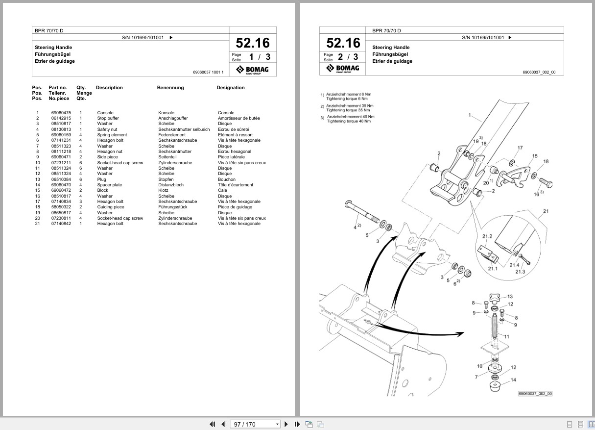 Bomag Vibratory Plate Compactor BPR 70 70 D Spare Parts Catalog 08.2018 02.2019 EN DE FR (2)