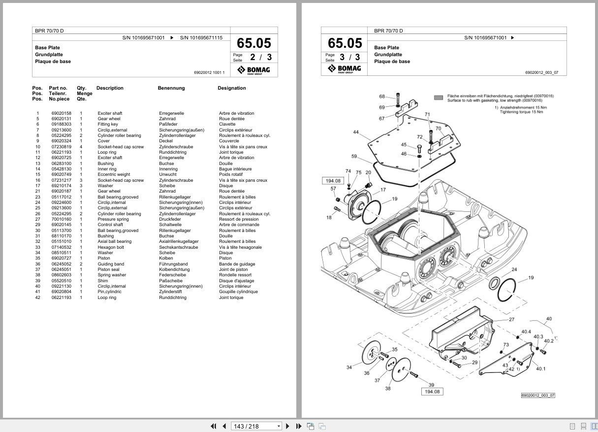 Bomag Vibratory Plate Compactor BPR 70 70 D Spare Parts Catalog 09.2022 03.2025 EN DE FR (2)