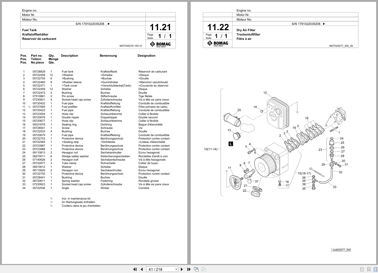 Bomag Vibratory Plate Compactor BPR 70 70 D Spare Parts Catalog 09.2022 03.2025 EN DE FR (3)