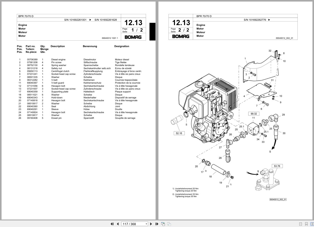 Bomag Vibratory Plate Compactor BPR 70 70 D Spare Parts Catalog 2010 2013 EN DE FR (3)