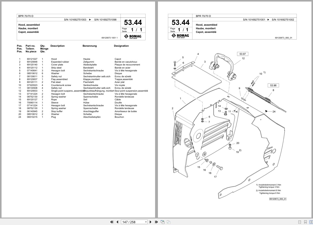 Bomag Vibratory Plate Compactor BPR 70 70 D Spare Parts Catalog 2013 2016 EN DE FR (2)