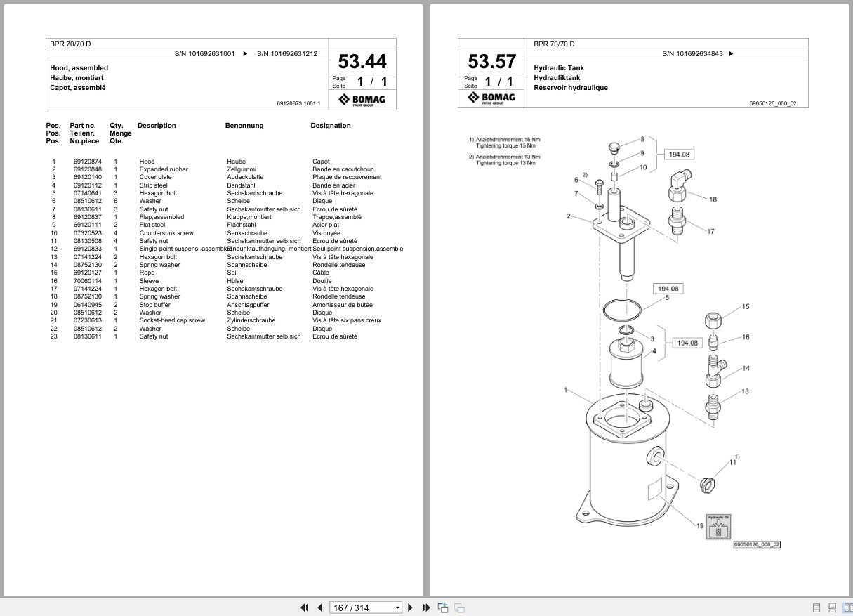 Bomag Vibratory Plate Compactor BPR 70 70 D Spare Parts Catalog 2013 2018 EN DE FR (2)