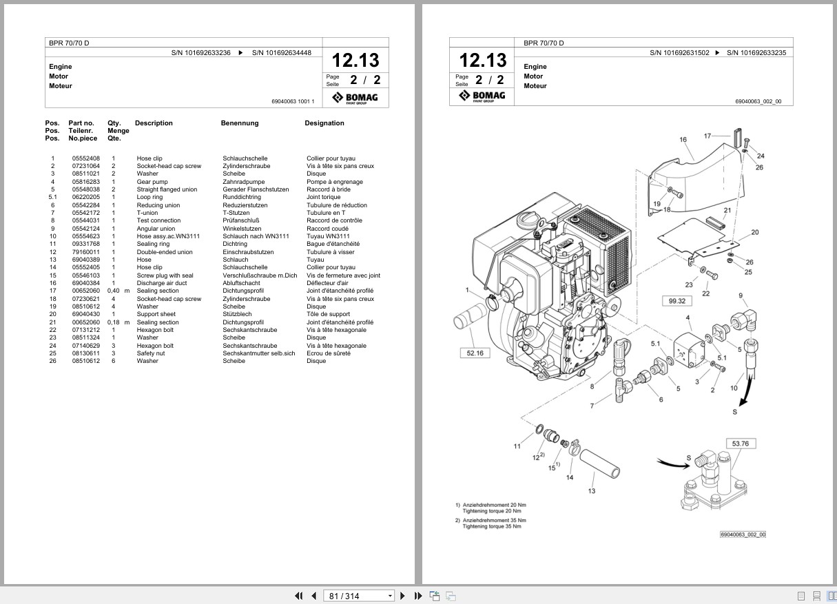 Bomag Vibratory Plate Compactor BPR 70 70 D Spare Parts Catalog 2013 2018 EN DE FR (3)
