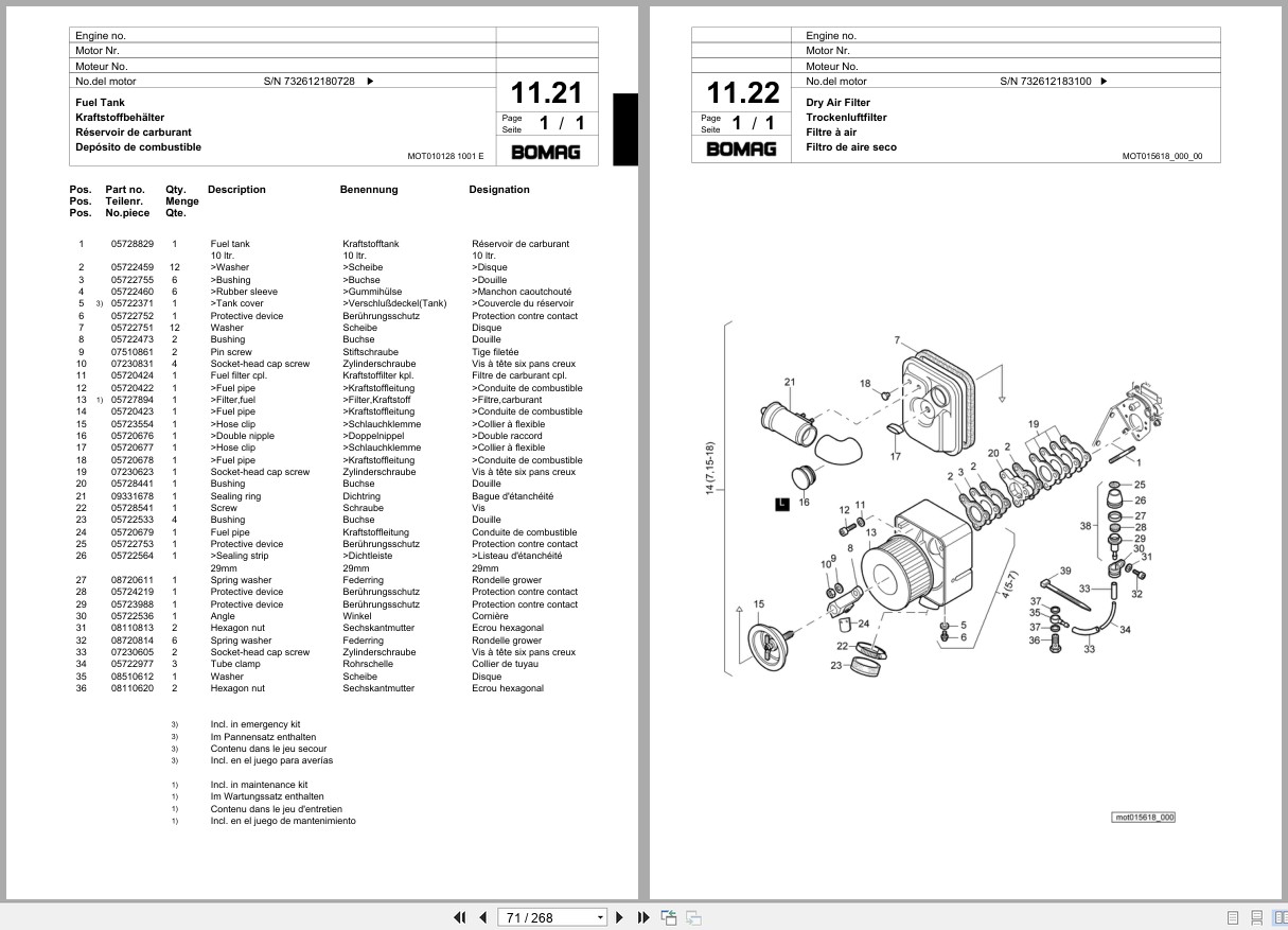 Bomag Vibratory Plate Compactor BPR 70 70 D Spare Parts Catalog 2013 EN DE FR (3)