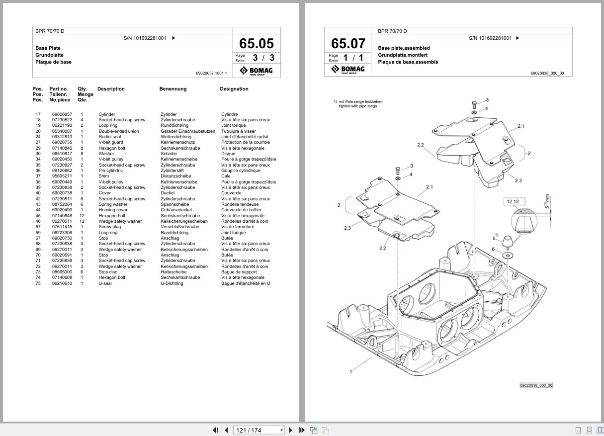 Bomag Vibratory Plate Compactor BPR 70 70 D Spare Parts Catalog 2018 2020 EN DE FR (3)