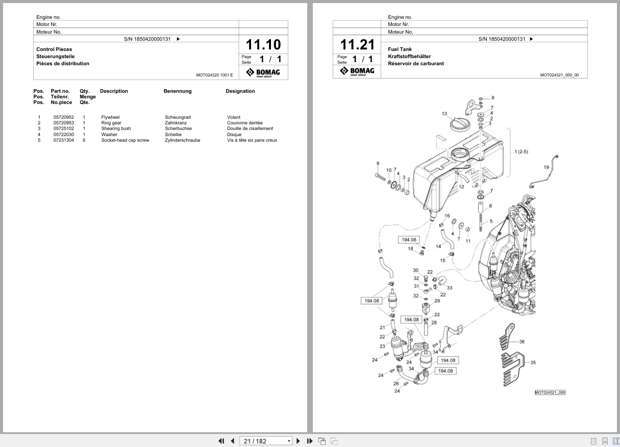 Bomag Vibratory Plate Compactor BPR 70 70 D Spare Parts Catalog 2020 2022 EN DE FR (3)